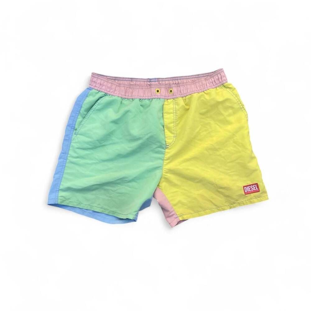 Diesel Colorblock Swim Shorts Men's Large Pastel Y2K